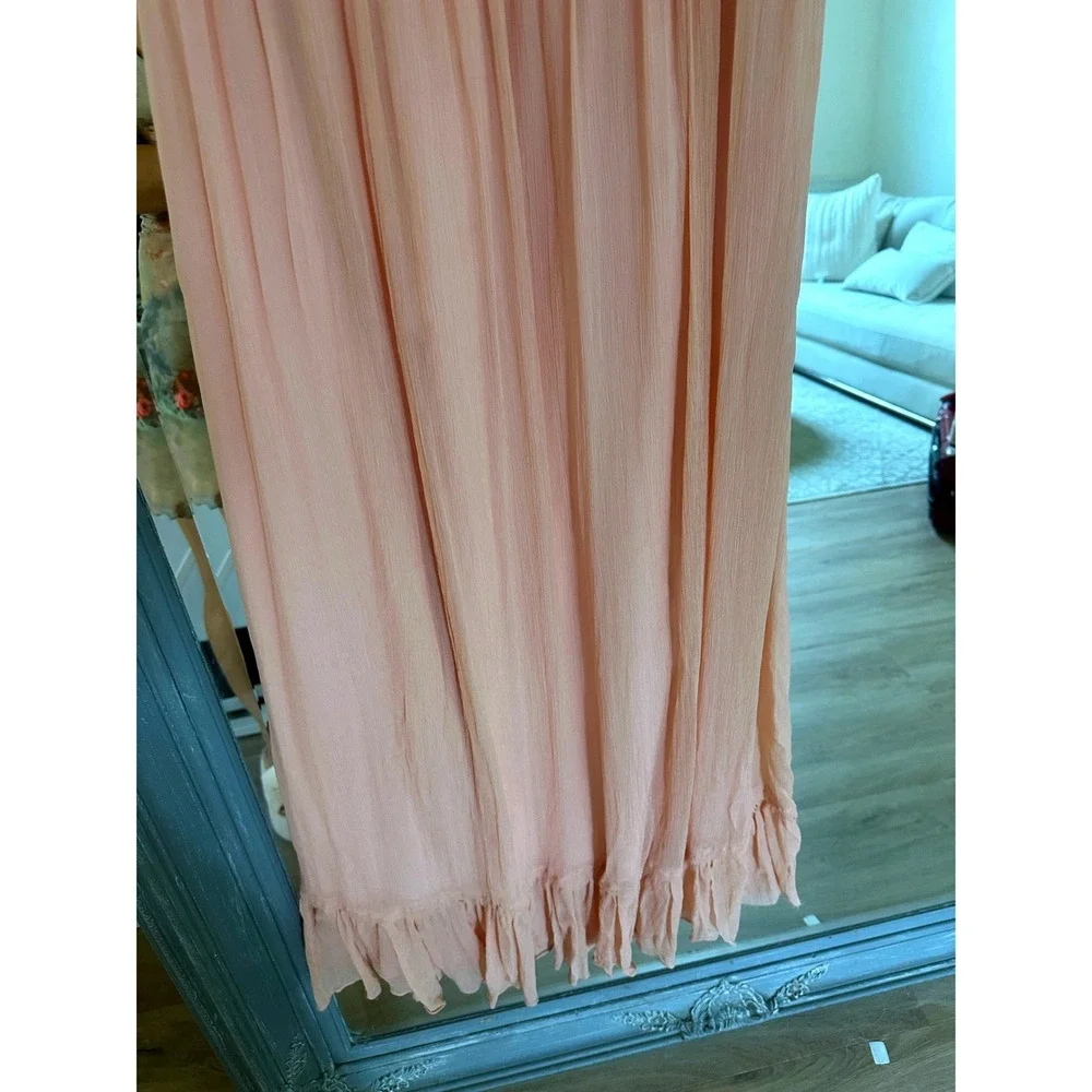 J.Crew Pink One Shoulder Crinkle Silk Chiffon Ruffle Hem Bridesmaid Midi Dress 4